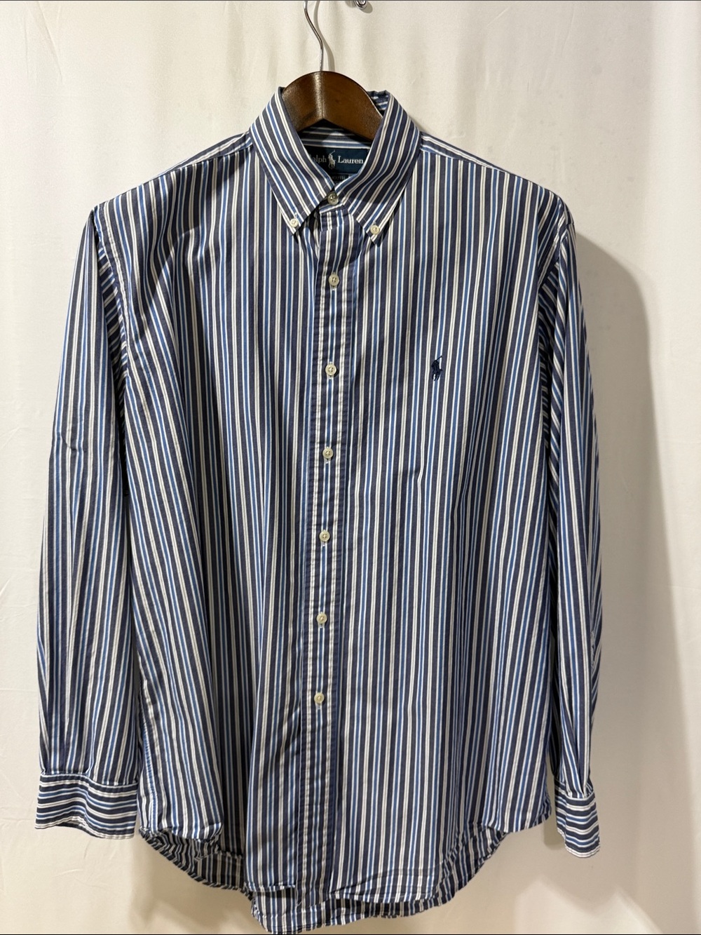 Polo by Ralph Lauren Navy and White Vertical Stripe Button-Down Shirt